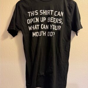 Spencer's Black Tee with Bold White Text